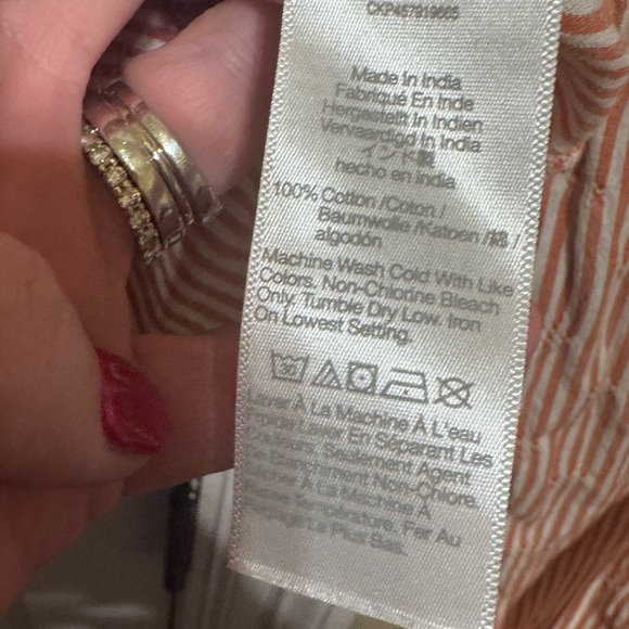 Madewell Puff Long Sleeve Button Down Crop Top Embroidered Stripes Orange Sz XS - Picture 9 of 12